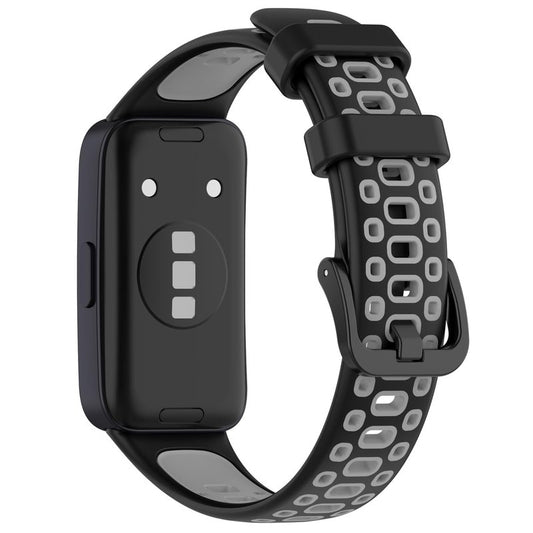 Disscool Replacement Adjustable Wrist Bands Compatible with Huawei Band 10/10 NFC/9/9 NFC/8/8 NFC, Soft Silicone Wrist Strap with Quick Release for Man Women(Black+Grey)