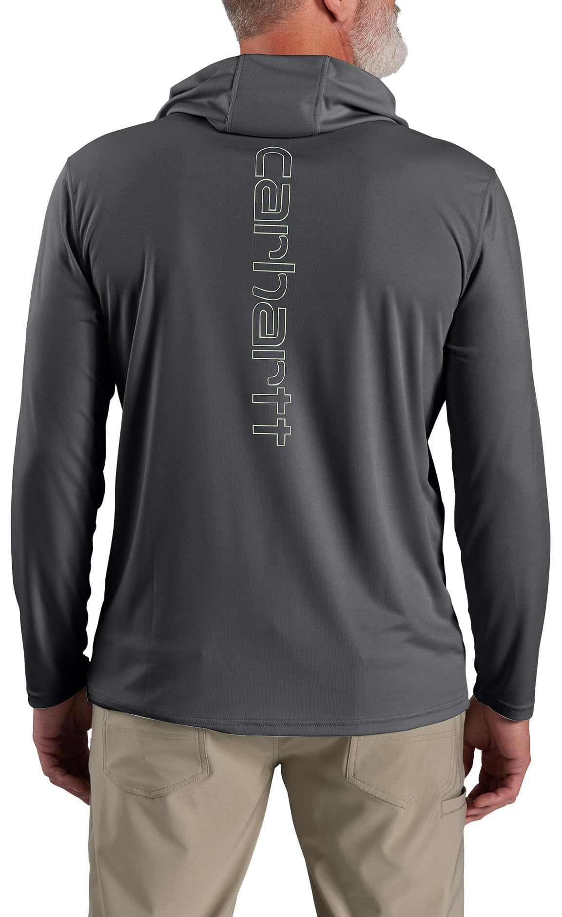 Carhartt Men's Force Sun Defender™ Lightweight Long-Sleeve Hooded Logo Graphic T-Shirt, Steel, Large/Tall