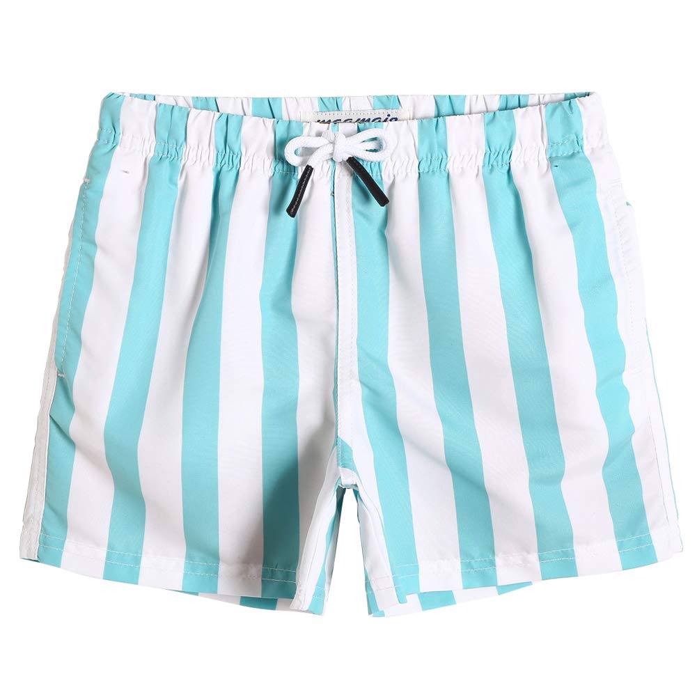 maamgic Boys Swim Trunks Toddler Swim Shorts Little Boys Bathing Suit Swimsuit Toddler Boy Swimwear,Stripe Greenwhite,8 T