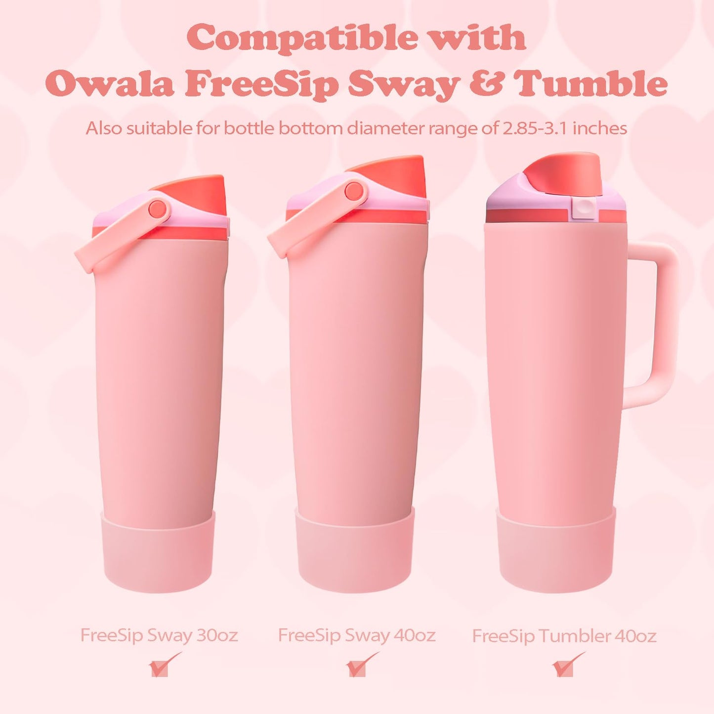 Kaitiaki 2PCS Silicone Boots for Owala 30oz & 40oz FreeSip Sway Bottles & Tumblers – Non-Slip, Scratch-Resistant, Stability Enhancer for Owala Accessories (Angel Food Cake)
