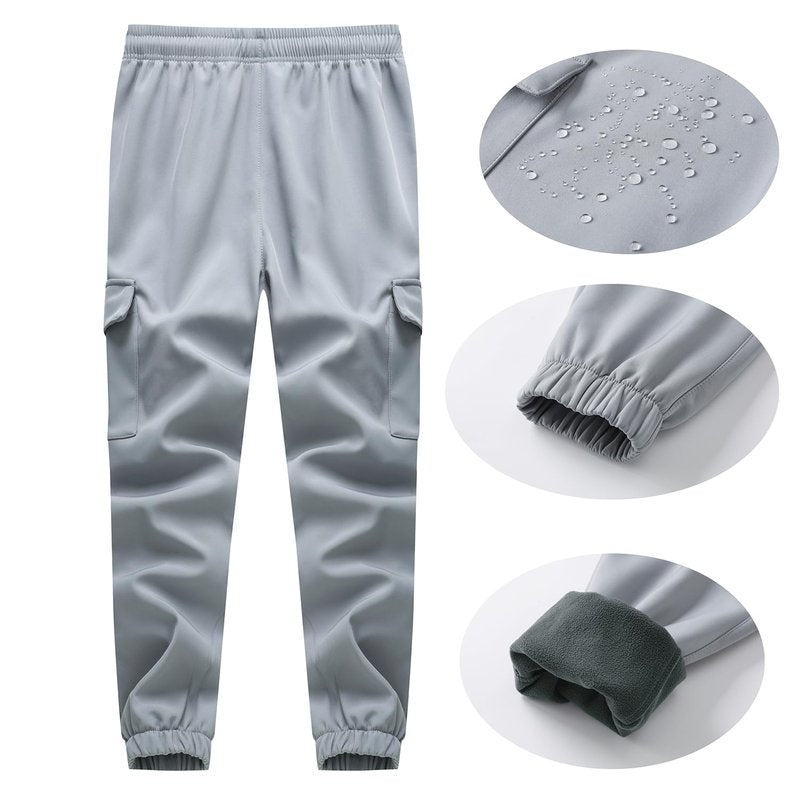 EIVAMIA Boy's Snow Pants Polar Fleece Lined Windproof&Waterproof Thermal Kids Snow Hiking Cargo Pants