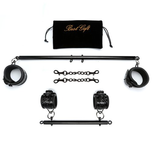 Home Yoga Bar 2Pcs Black Restore Pilates Spreader Bar with 4 Black Adjustable Straps, Expandable Exercise bar Sports Aid Training Fitness Gear, Pilates aid kit