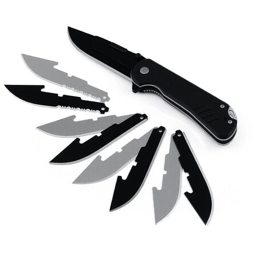 KNINE OUTDOORS Pocket Folding Knife for Men, Replacement Blades (Black)