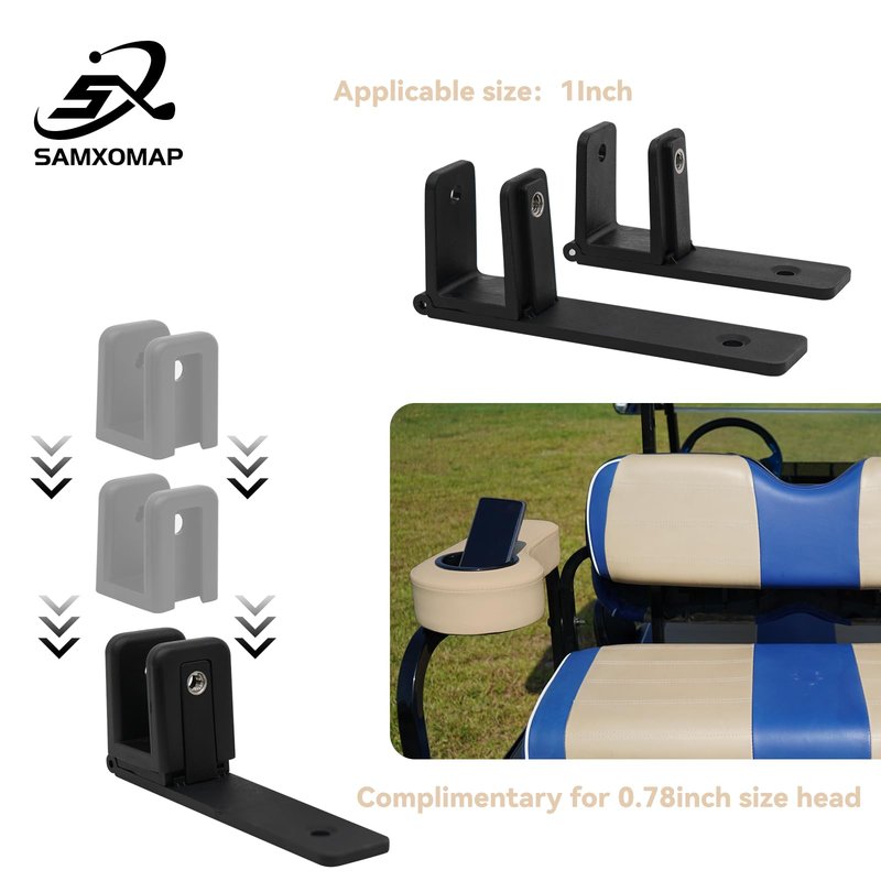 SAMXOMAP Flip Armrest with Cup Holder for Golf Cart Aftermarket Rear Seat Kit 1'' and 0.78'' Square Tube, No Need Drilling Arm Rest for EZGO Club Car Yamaha