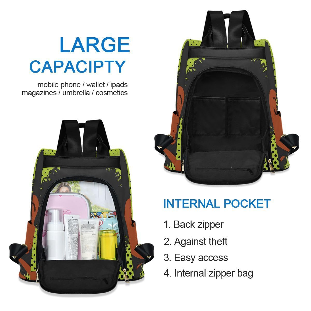 ALAZA African American Woman Backpack for Daily Shopping Travel