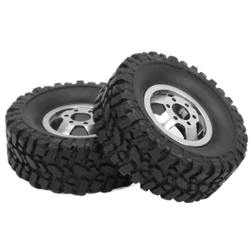 Hub Wheel Rims with Soft Rubber Tires, 4WD Rubber Tires Aluminum Alloy Wheel Hub for WPL C14 C24 B14 B24 B16 B36 1/16 RC Car Upgrade Part(Silver), car model accessories