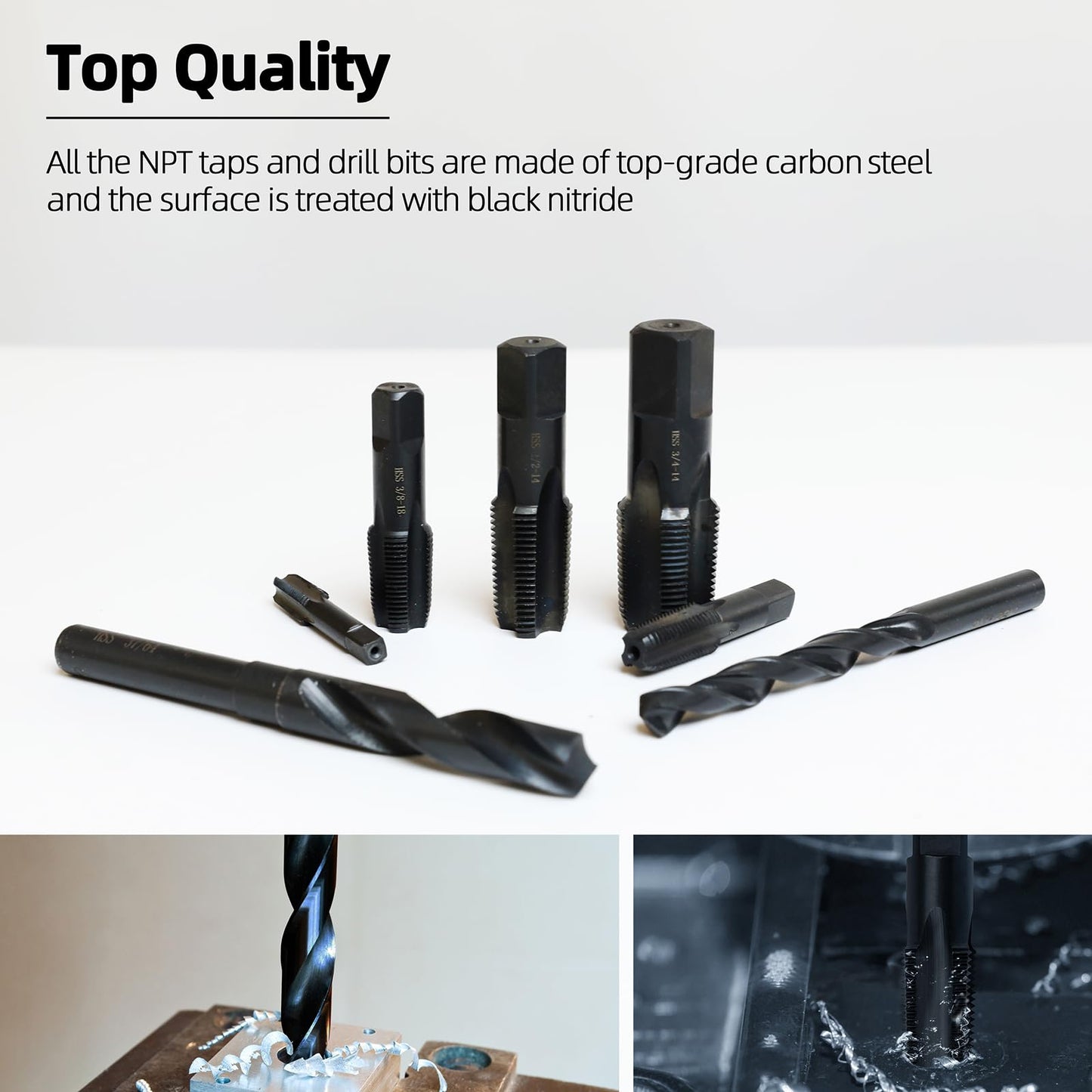 RURITKIT 1/4-18 NPT Pipe Tap and 7/16" drill Set, Carbon Steel Hand Threading Plumbing Tap Set for Plumbers Mechanics DIY Thread cutting tools