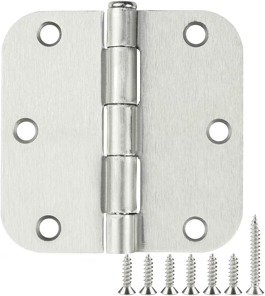 Cando 18-Pack Satin Nickel Door Hinges - Heavy Duty 3.5 Inch x 1/2" Rounded Radius for Interior Doors