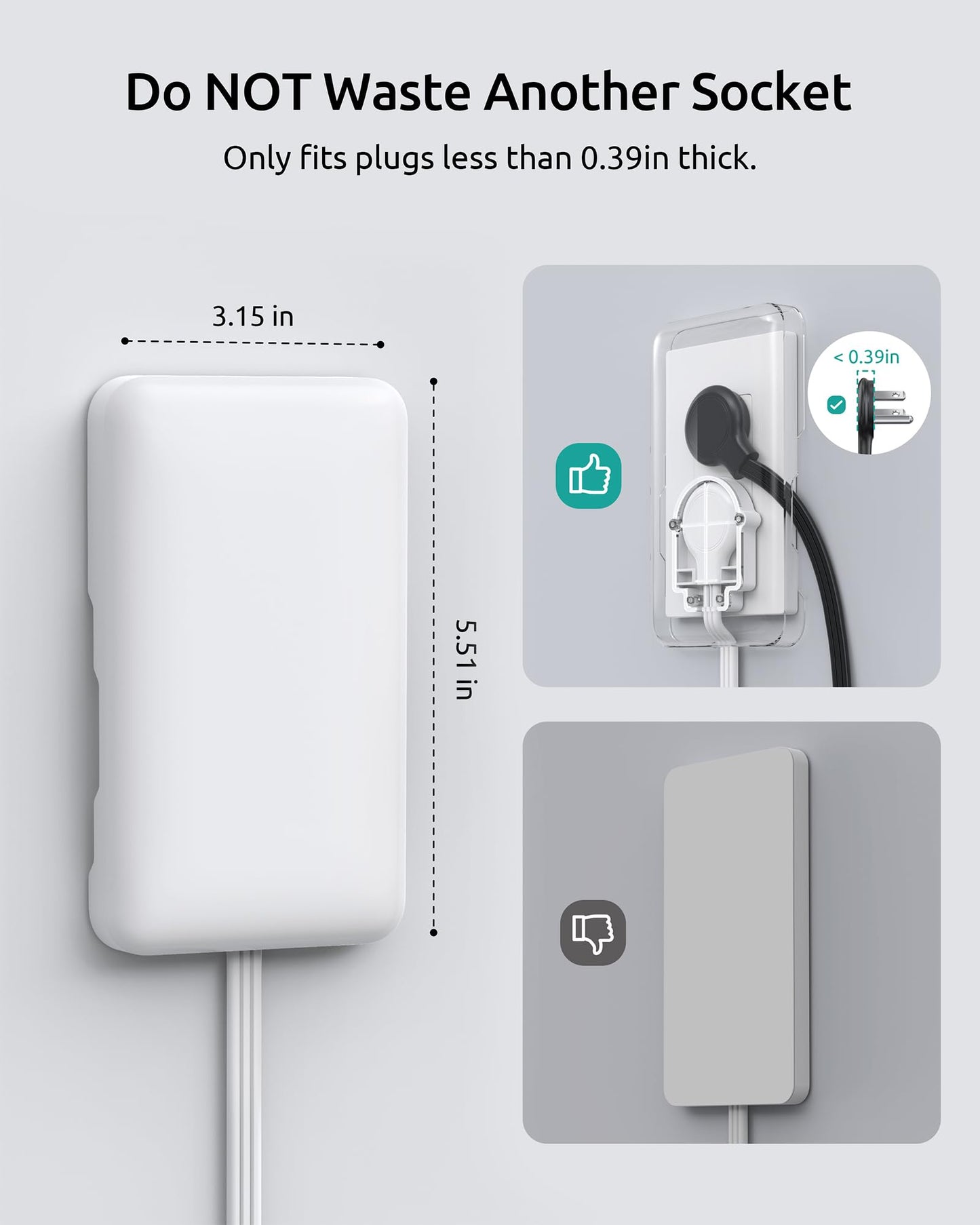 Outlet Cover Extension Cord Flat 6ft, NUTICT Flat Plug Power Strip with 5-Outlet & 4 USB Ports, 1440 Joules Surge Protector, 3 Prong Indoor Extension Cord Flat Wall Plug for Home Office Desk, White
