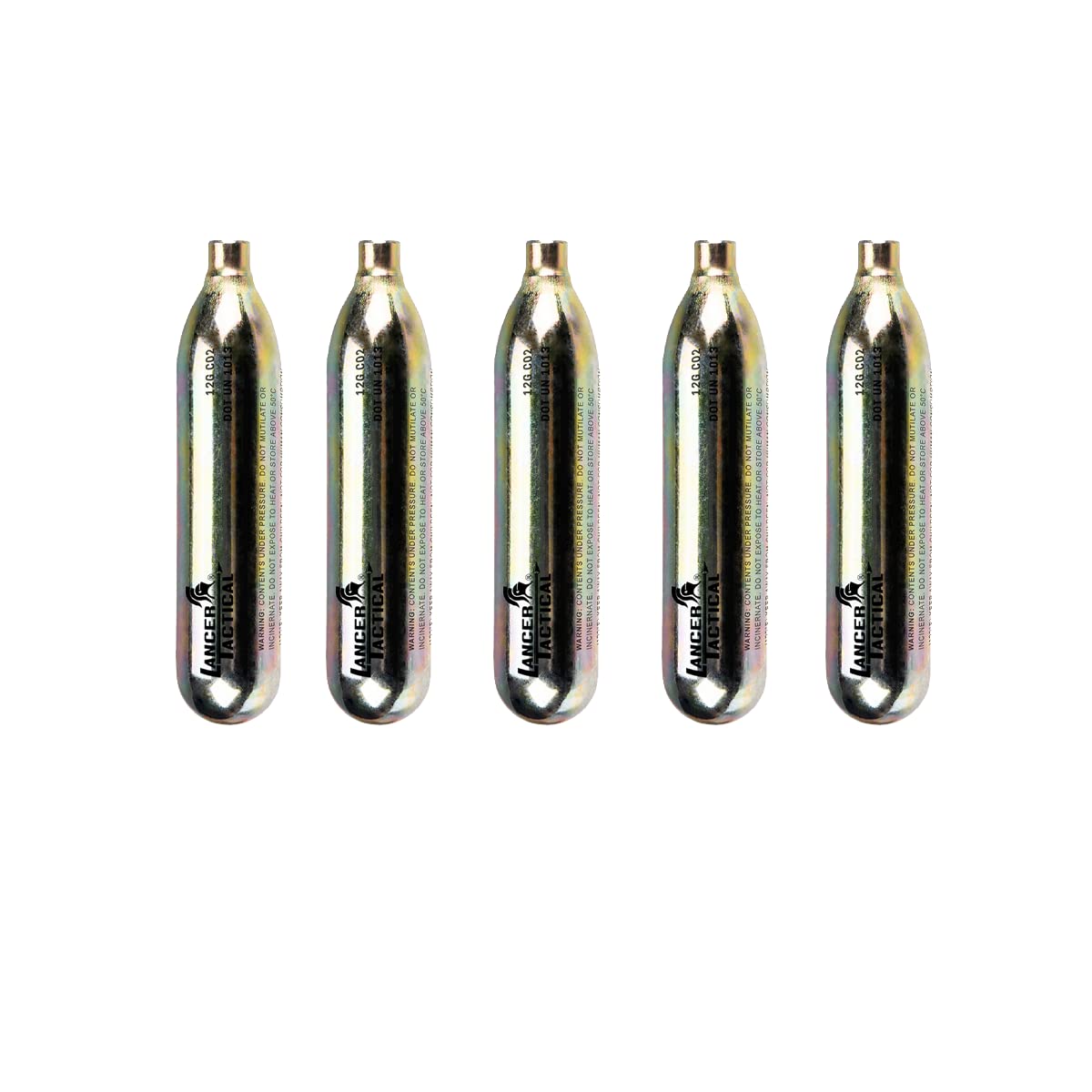 Lancer Tactical 5 Pack 12g CO2 Cartridges for Air Guns, BB Guns, Airsoft Pistols & Paintball Accessories