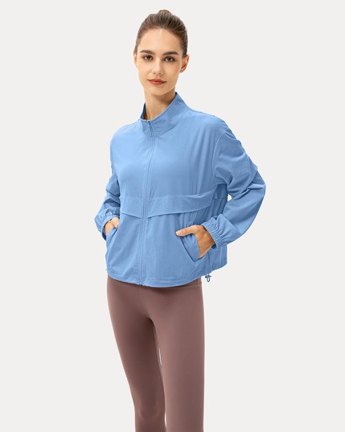 Locachy Women's Athletic Jacket - Lightweight Zip Up Design for Windproof Sun Protection | Ideal for Outdoor Workouts