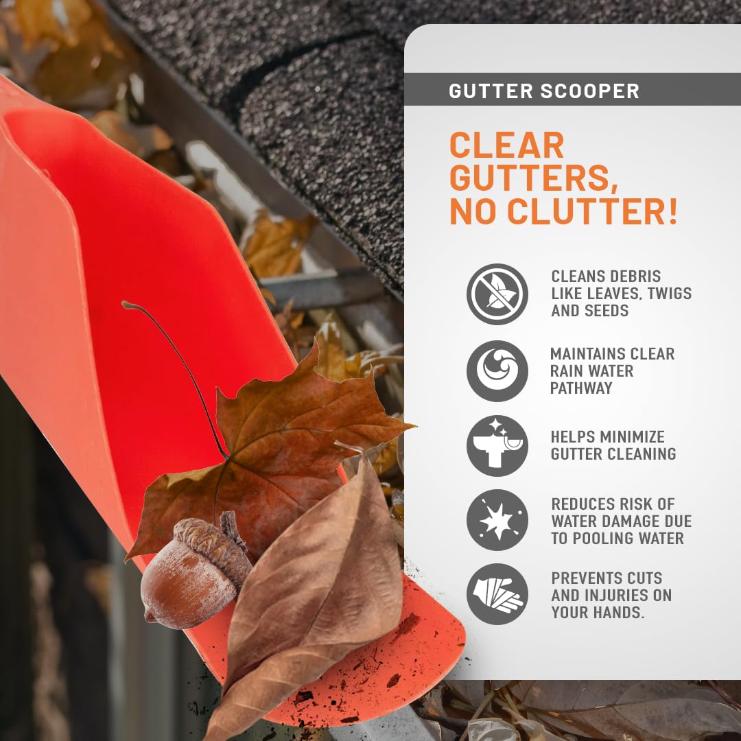 Gutter Scoop Cleaning Tools - Easy Removal of Leaves and Dirt - Durable Rain Gutter Cleaner Tool Shovel