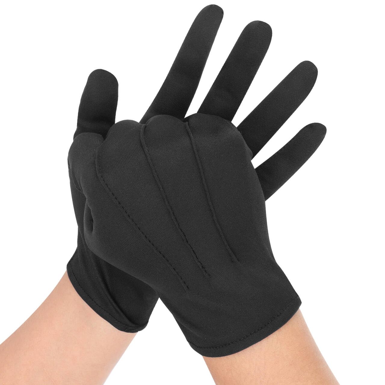 Senkary 3 Pairs Black Cotton Gloves for Men Women, Parade Formal Costume Gloves for Tuxedo Server Jewelry Inspection Guard