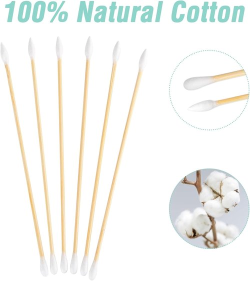 BOOSTEADY Cotton Gun Cleaning Swabs - 6 Inch with Bamboo Handle | Choose Your Tip