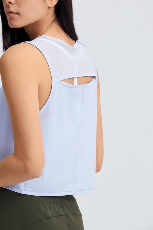 Altiland High Neck Crop Top - Women's Open Back Workout Shirt for Gym & Running