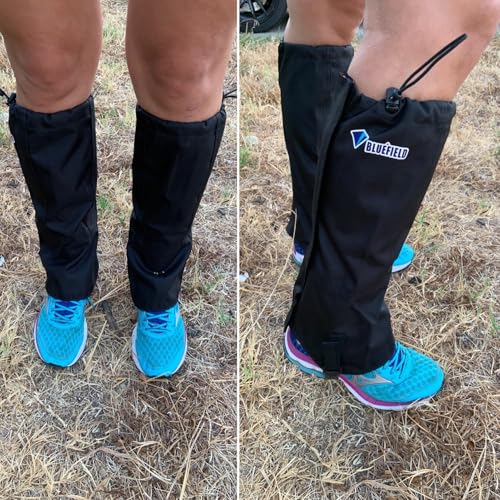 Waterproof Hiking Gaiters - Ankle Leg Guard Covers - Black - X-Large