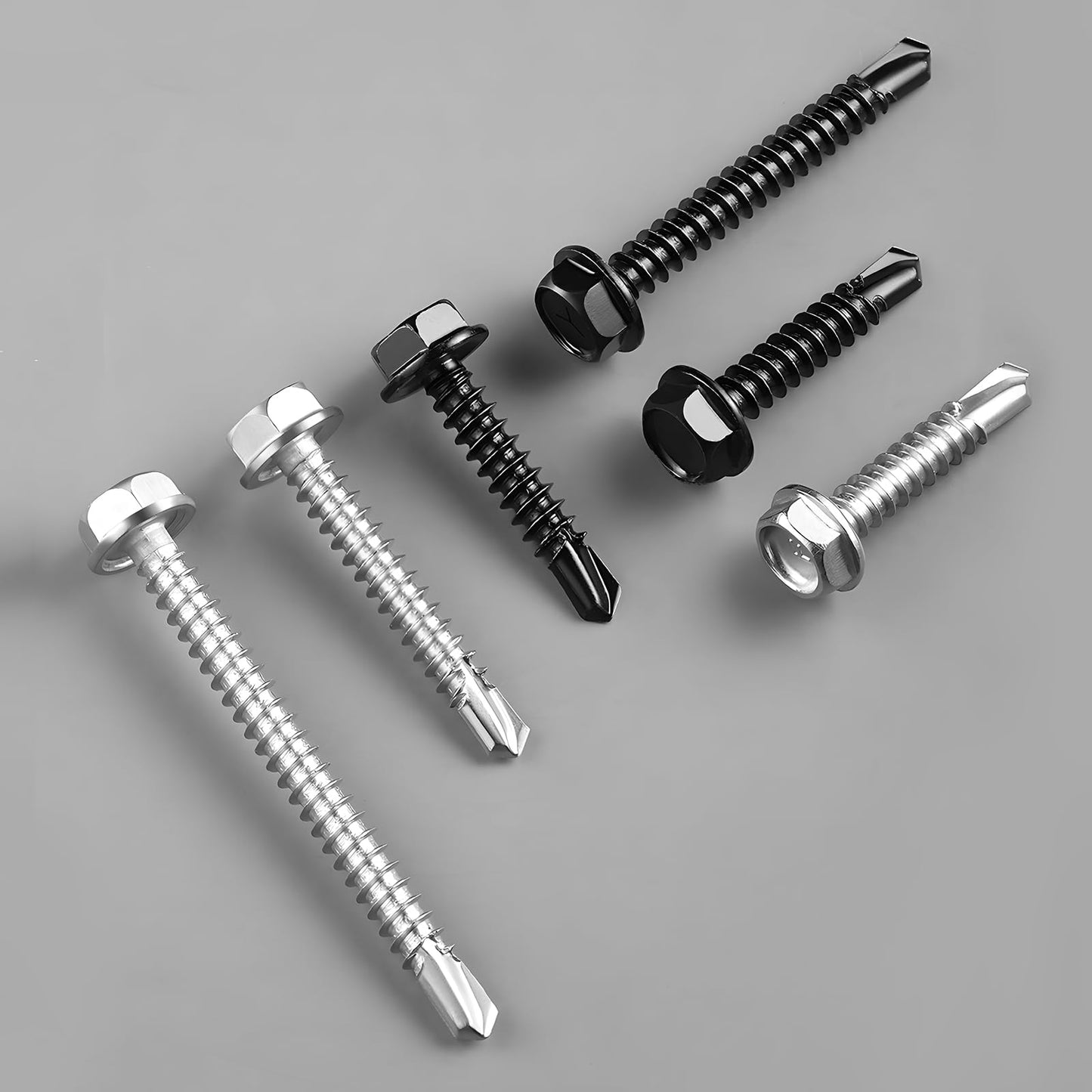 BNUOK #14 x 1 Inch Self Drilling Screws, (62pcs) 1 lbs Black Self Tapping Screws for Metal, 410 Stainless Steel Hex Washer Head Sheet Metal Screw