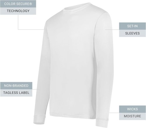 Augusta Sportswear Wicking Long Sleeve Athletic Shirt - Sun Protection for Outdoor Activities