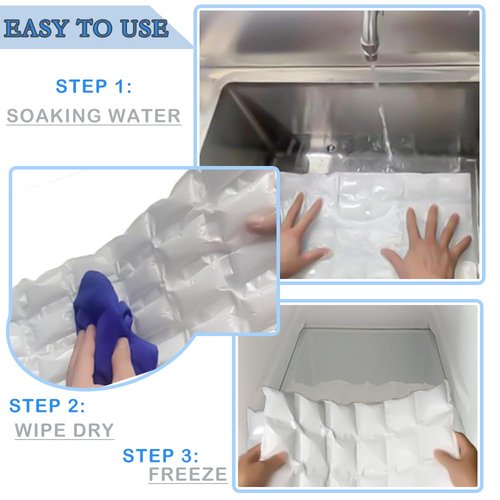 WAQIWARON Ice Sheets for Coolers Reusable - Ice Pack Sheets - Ice Mat with Flexible 96 Ice Cube Packs - Ice Blanket Large Flat Freezer Long Lasting Ice Packs for Cooler
