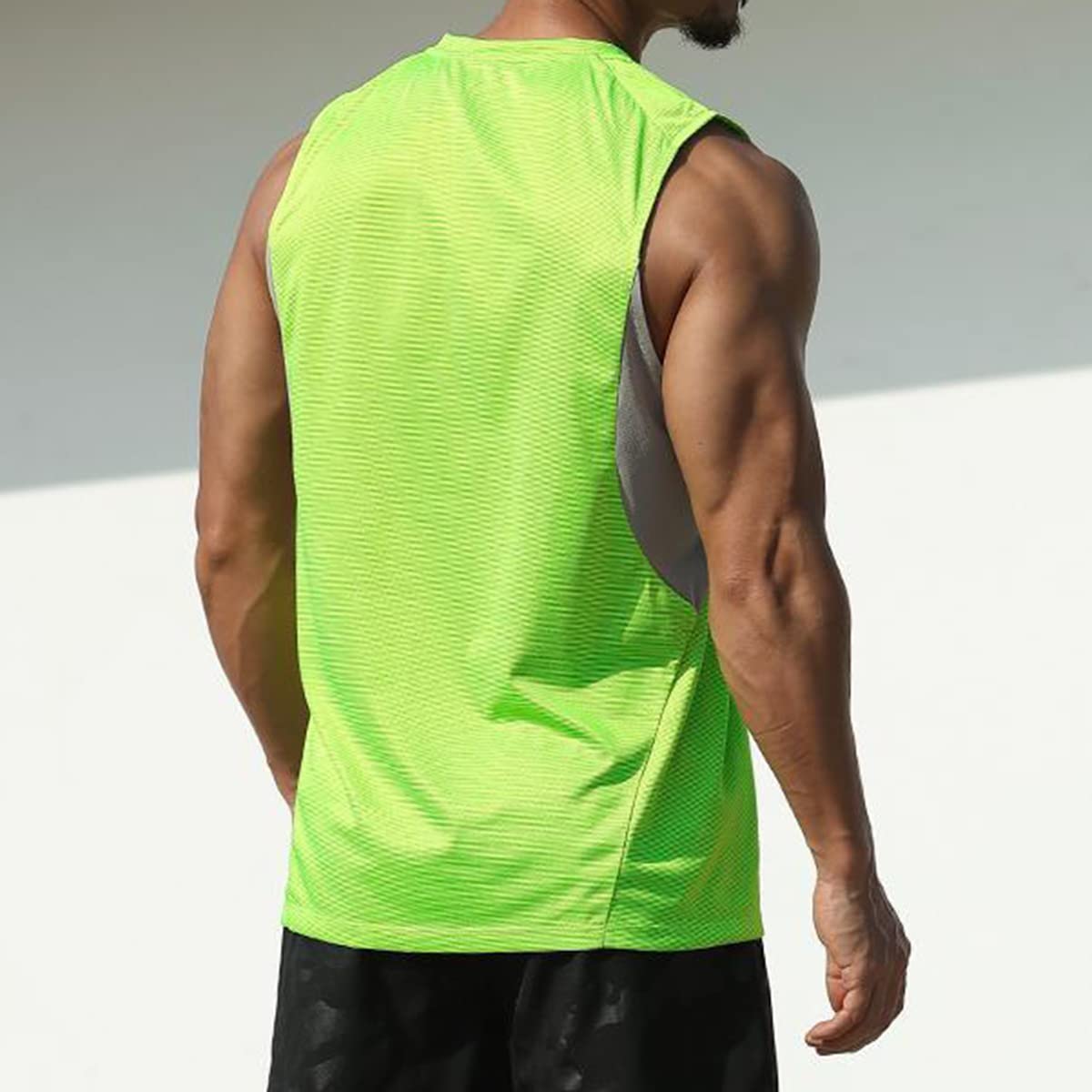 Magiftbox Mens Workout Muscle Tanks Gym Vest Fitness Jogging Sports Mesh Cool Tank Tops Quick-Dry T52_Green_US-S