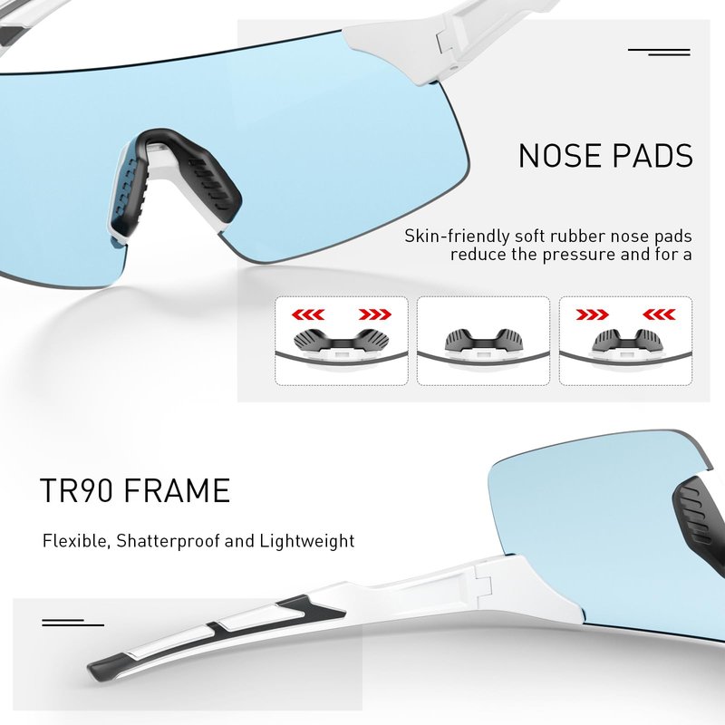 SCVCN Photochromic Cycling Glasses Mountain Bike Glasses for Men Women Frameless Sport sunglasses