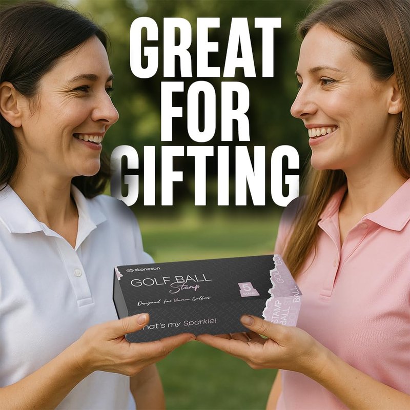 Golf Ball Stamp Set for Woman - 5 Different Designs in 1 Box - Self-Inking Golf Ball Stamp - Fast-Drying, Waterproof Golf Ball Marker Stamp - Golf Accessories for Women - Golfer Gifts - (Set 2)