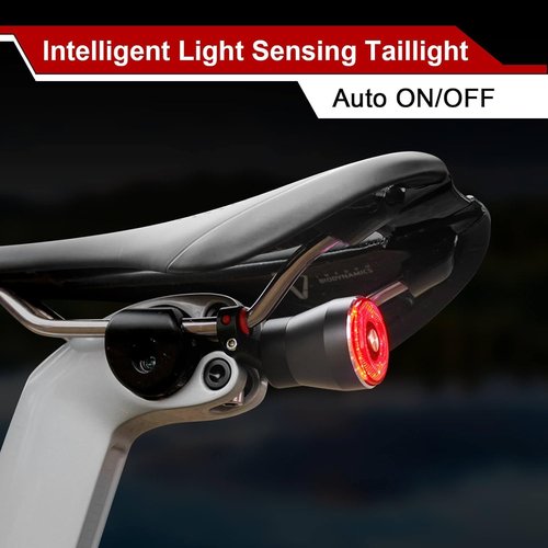 Smart Bike Tail Light USB Rechargeable Bicycle Turn Signals with Remote Control Rear Bike Light Waterproof Safety Warning Back Lights Bike Alarm for Night Riding Mountain (Brake Set)