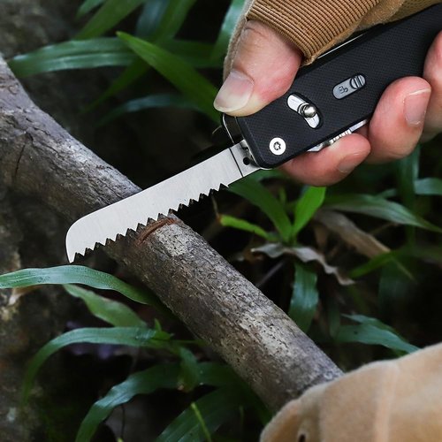 ROXON S503G 9 in 1 Mini Multi Tool EDC Pocket Knife Multitool with G10 Handle,Scissors,Screwdriver,Threader,Awl, Flat Screwdriver,Ruler,Tweezers for Outdoors Fishing Camping,Gifts for Men