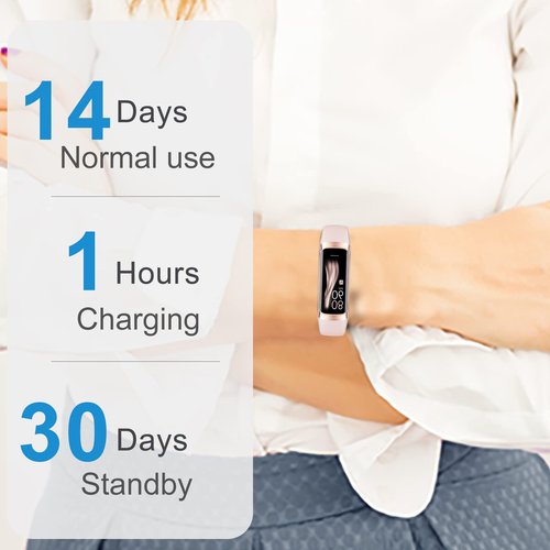 Fitness Tracker with 24/7 Heart Rate, Blood Oxygen Blood Pressure Sleep Monitor, 5 ATM Waterproof Activity Trackers,Step Calorie Counter Pedometer Health Smart Watch for Women Men (Pink)