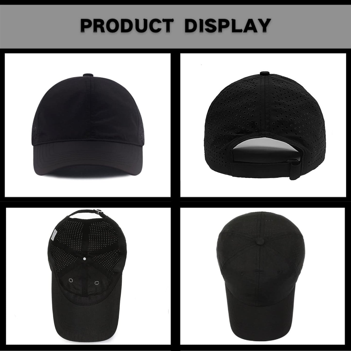 LITSSIN Quick Dry Fit Baseball Cap - UPF 50+ Sun Hat for Fishing, Running