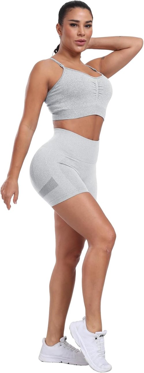 CHRLEISURE Women's High Waisted Booty Shorts - 4 Pack Seamless Gym & Workout Shorts