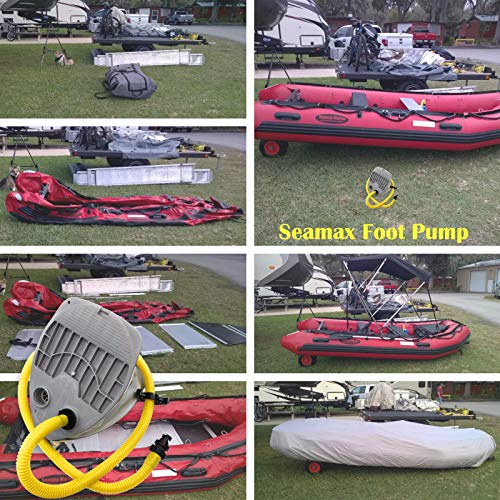Seamax 7L Single Stage Foot Pump for Inflatable Boats, Max 3.6 PSI, Supports Inflation & Deflation