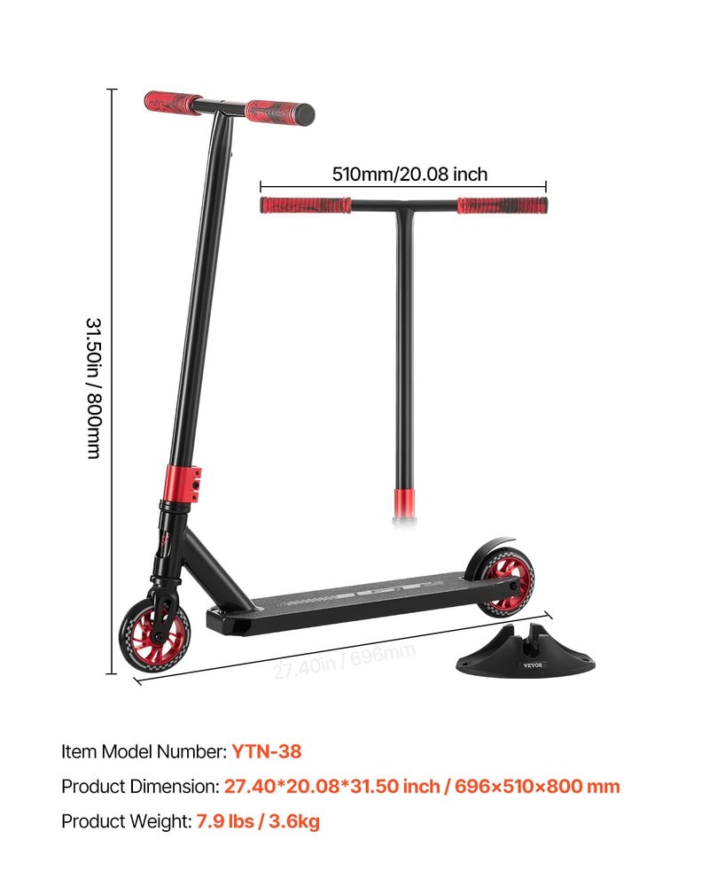 VEVOR Stunt Scooter, Pro Complete Trick Scooters for Kids Ages 11-13 Years, Teens, Adults, Boys, and Girls, Freestyle Street Rider for Intermediate and Beginner, Double Layer Lightweight Aluminum Deck