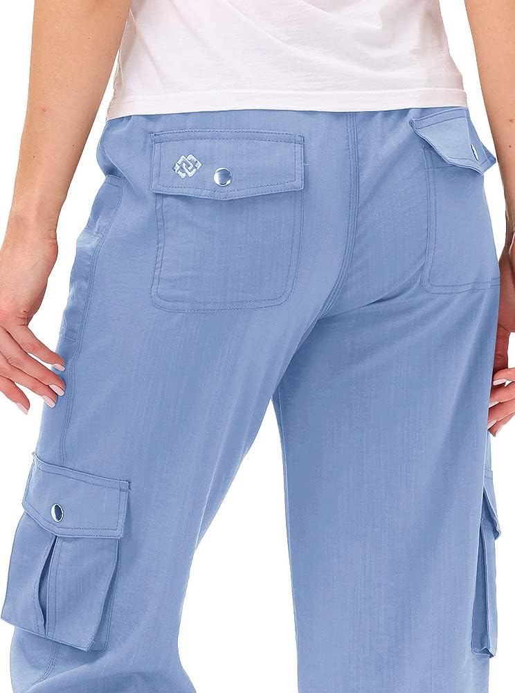 MoFiz Women's Capris - Lightweight Loose Fit Cargo Pants with Pockets for Casual Hiking | Dressy Style