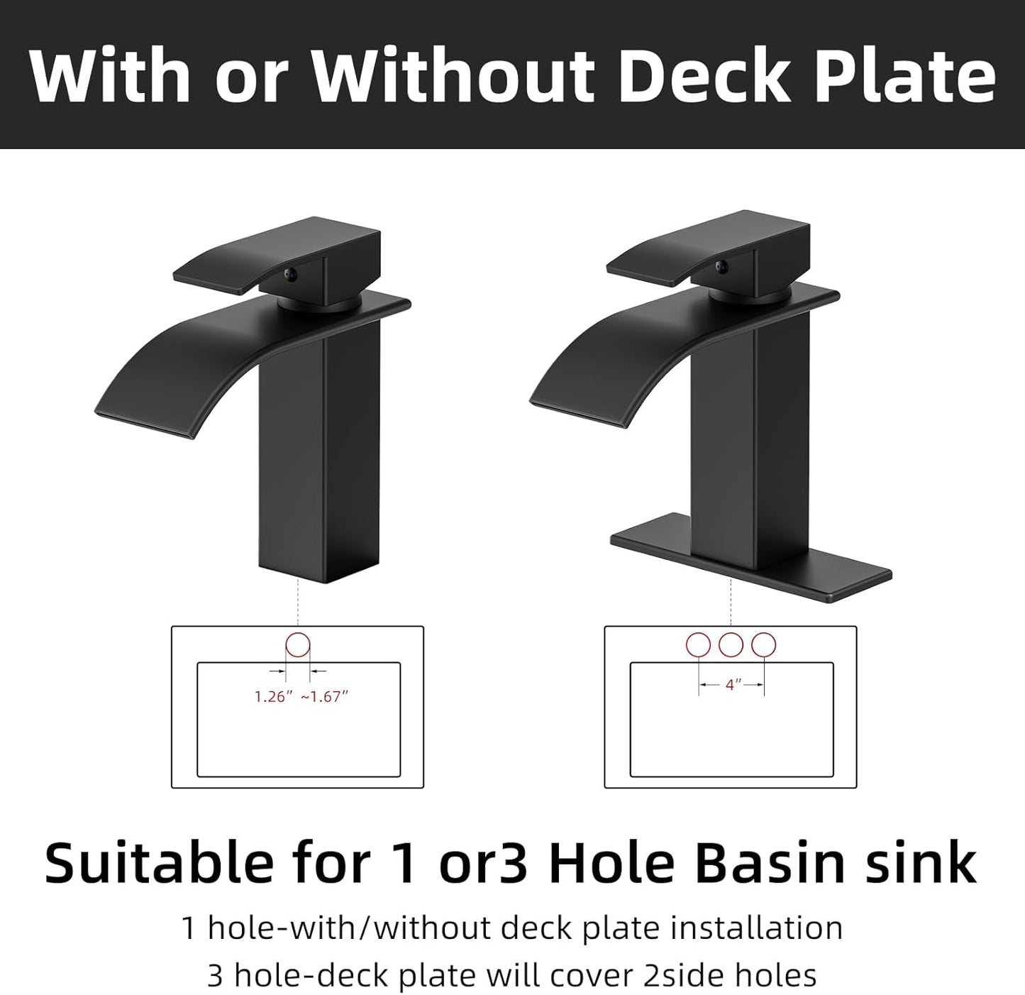 Modern Brushed Gold Bathroom Faucet with Waterfall Spout & Pop-Up Drain - Single Handle Vanity Sink Faucet