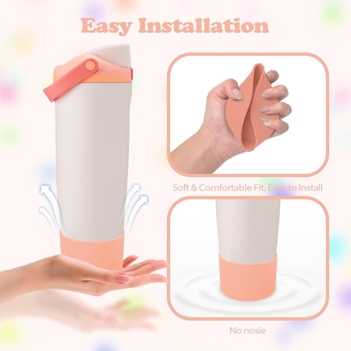 Owala Silicone Boot for 30oz & 40oz FreeSip Sway Bottles - Non-Slip, Scratch-Resistant Stability | 18 Colors Available (Sparkling Sherbet)