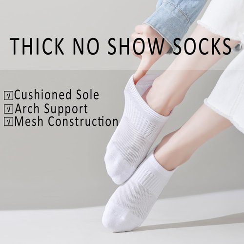 EPEIUS No Show Athletic Socks for Women - Cushioned Low Cut Footies | 3/6 Pairs, Non-Slip Comfort