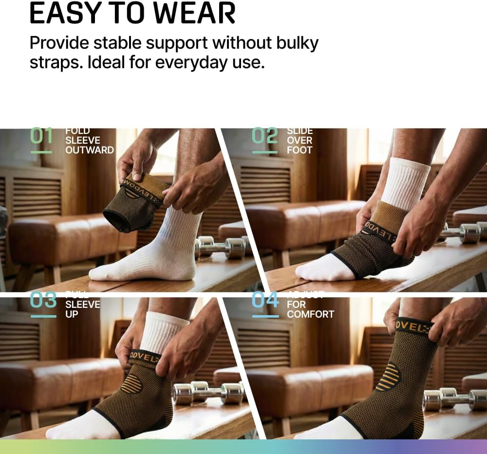 Modvel Ankle Brace - Compression Sleeve for Sprains & Tendonitis Relief | Unisex Support for Running & Sports