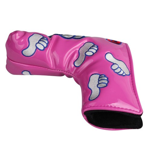 Sword &Shield sports Thumb PU Golf Putter Headcover for Blade Style Golf Club Head Cover with Magnetic Headcovers (Pink)
