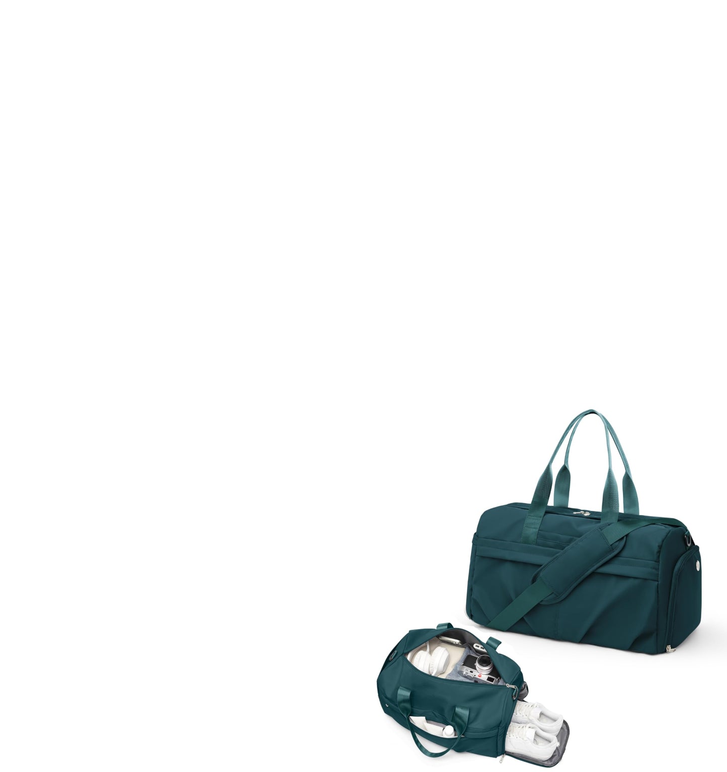 Gym Bag for Women Men with Shoe Compartment, Sport Duffel Bag, Waterproof Travel Weekender Overnight Carry on Bag for Yoga with Trolley Sleeve, Peacock Blue