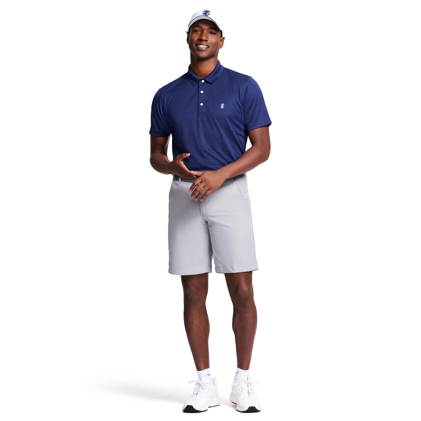 IZOD Men's Performance Golf Grid Polo, Peacoat, Large