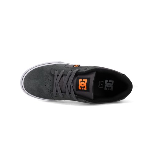 DC Men's Anvil Casual Skate Sneaker, Grey/Black/Orange, 12