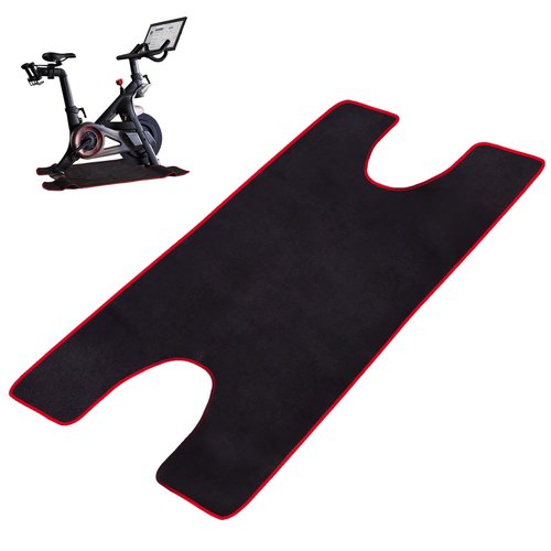 Exercise Bike Sweat Towel Mat, Super Absorbent Spin Bike Sweat Guard, Anti Slip & Machine Washable Mat Compatible with Peloton Bike, Peloton Accessories Black/Red