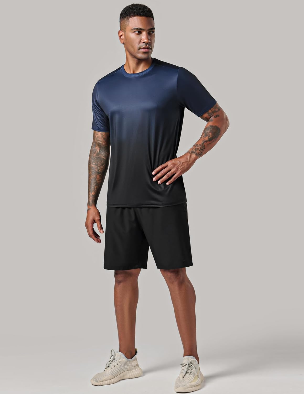 Skiennix Men's Active Quick Dry Crew Neck T-Shirts - 5 Pack Athletic Gym Tees for Workouts