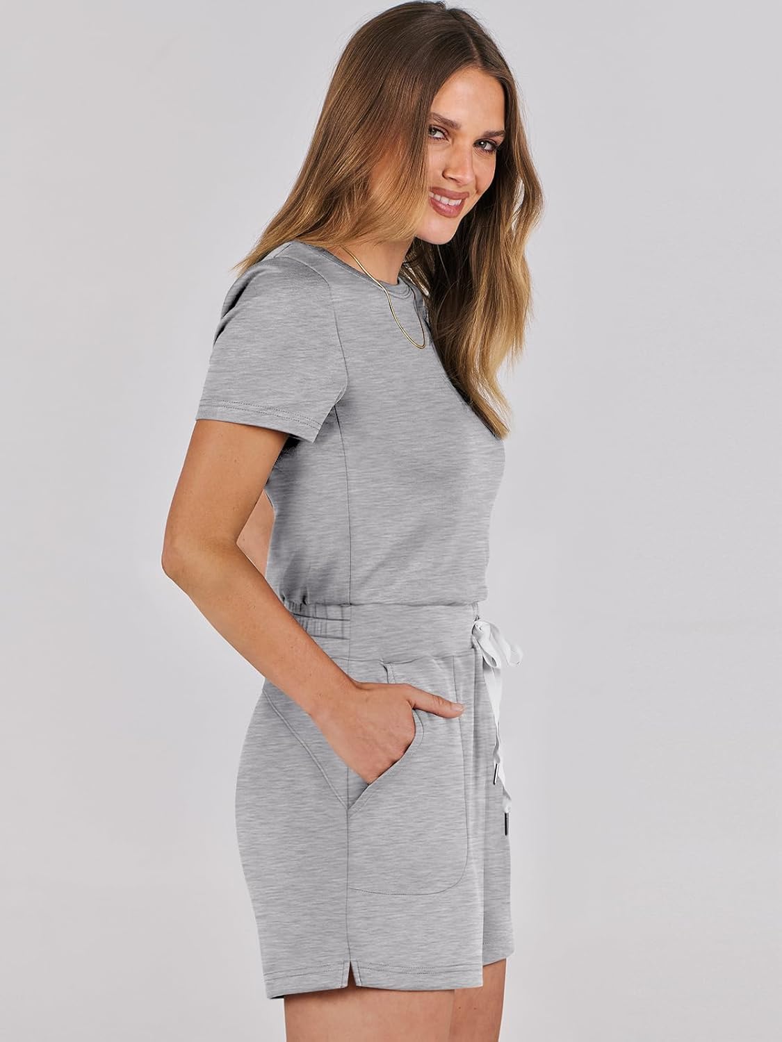 ANRABESS Romper for Women - Short Sleeve Summer Jumpsuit for Beach Vacation | Dressy Travel Outfit