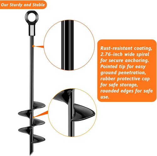 Fabulas Ground Anchors - Heavy-Duty 16-Inch Trampoline Stakes | High Wind Tie Down Kit (4 Pack)