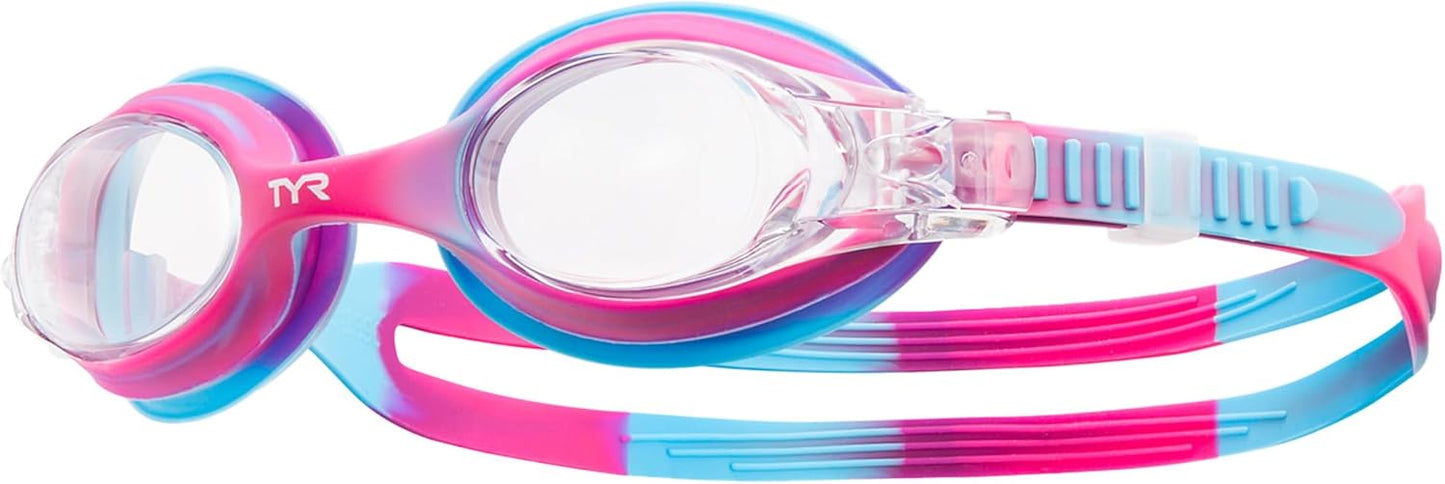 TYR Swimple Swim Goggles for Kids - Colorful Tie-Dye Design for Fun Pool Adventures