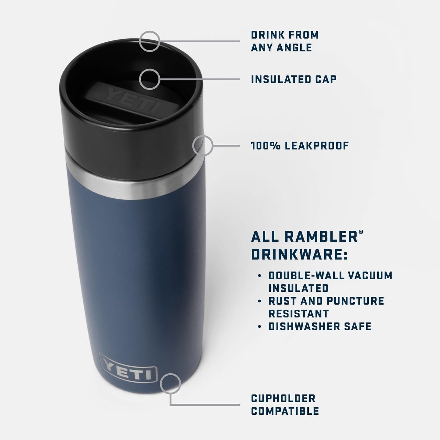YETI Rambler 16 oz Travel Bottle, Stainless Steel, Vacuum Insulated with Leakproof Commuter Cap, Ridgeline