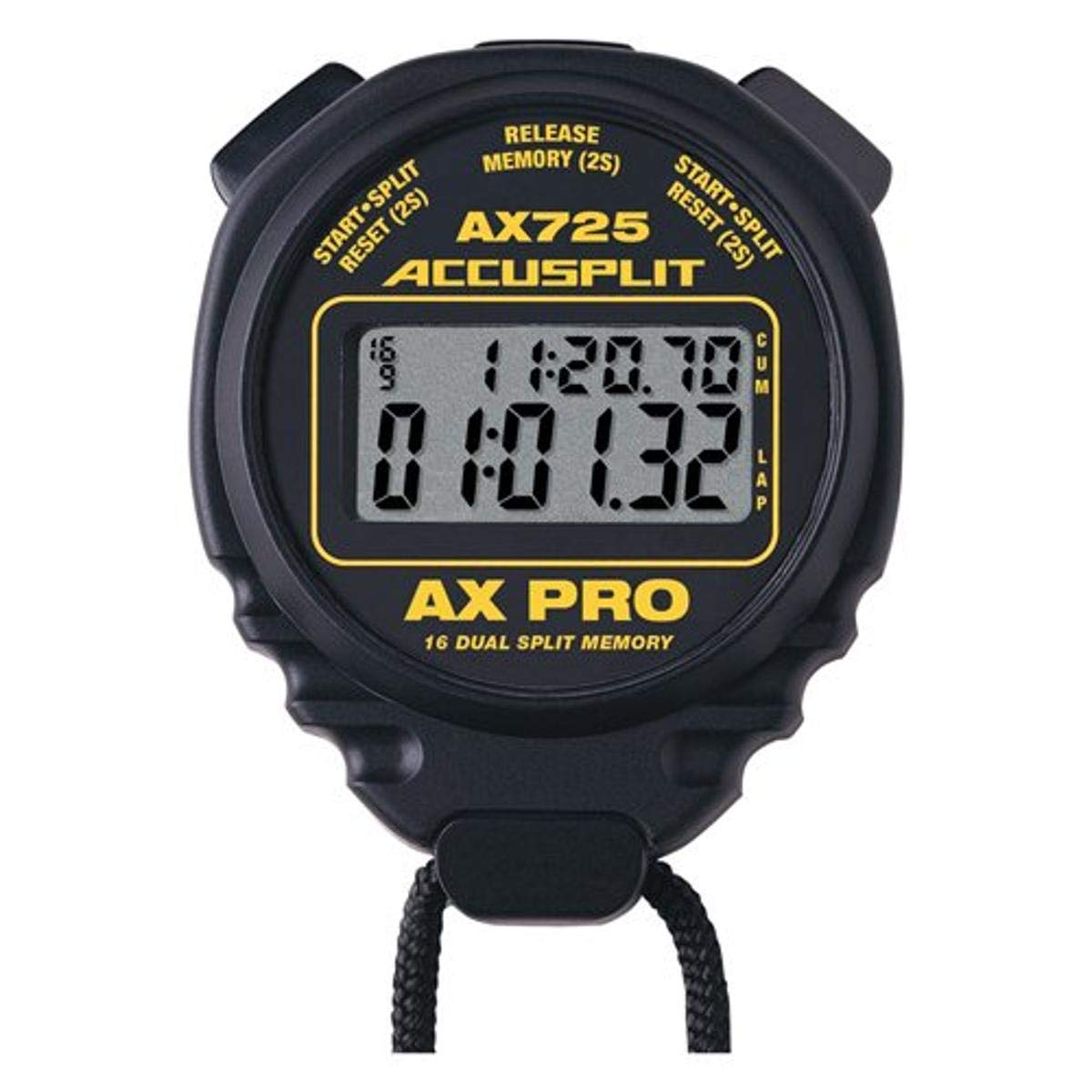 ACCUSPLIT AX725 Dual Line 16 Memory Pro Stopwatch (Black)