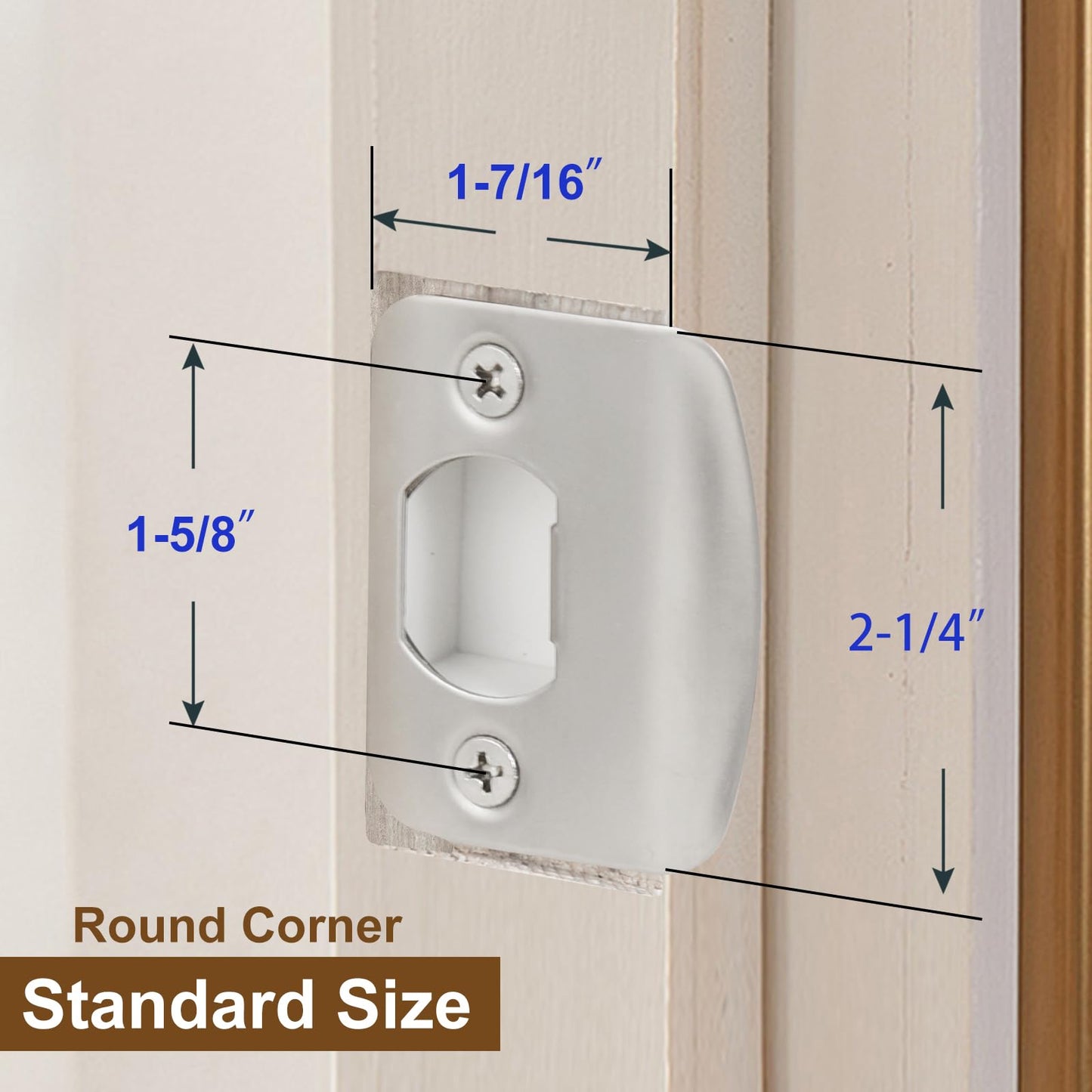 MOSECYOU Standard Door Restorer Strike Plates with Shims, Repair Kits to Fix Door won’t Latch in, Universal Latch Striker Catcher Replacement (2pack, Satin Nickel)